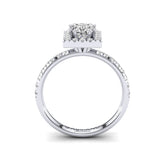 Gabriano Liz 8 tırnaklı tektaş yüzük; GIA-HRD sertifikalı cushion pırlanta ve beyaz altın montürün yandan görünüşü